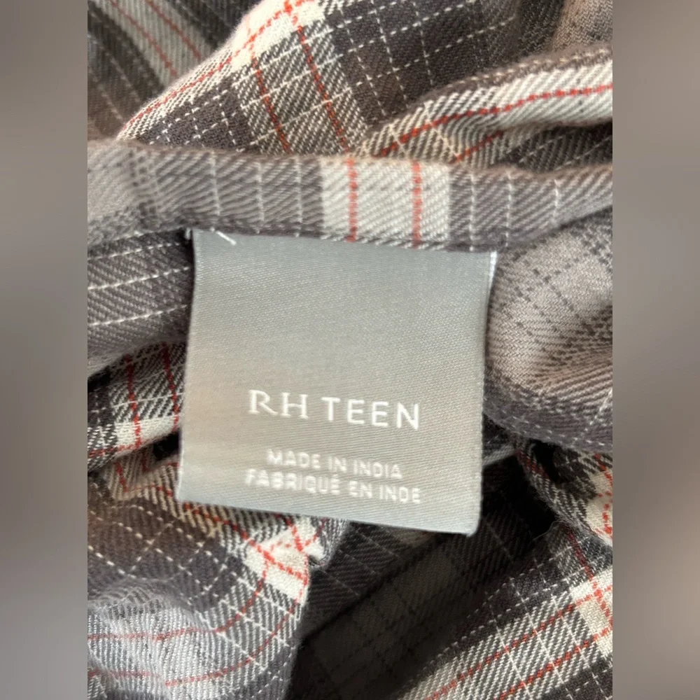 Restoration Hardware RH Teen Reed Plaid Gray Orange Duvet Cover Full/Queen